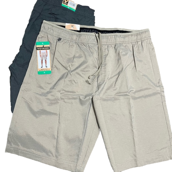 Voyager Men’s Performance Active Golf 2 Shorts XL 38/40 Black & Khaki NEW - Picture 2 of 8